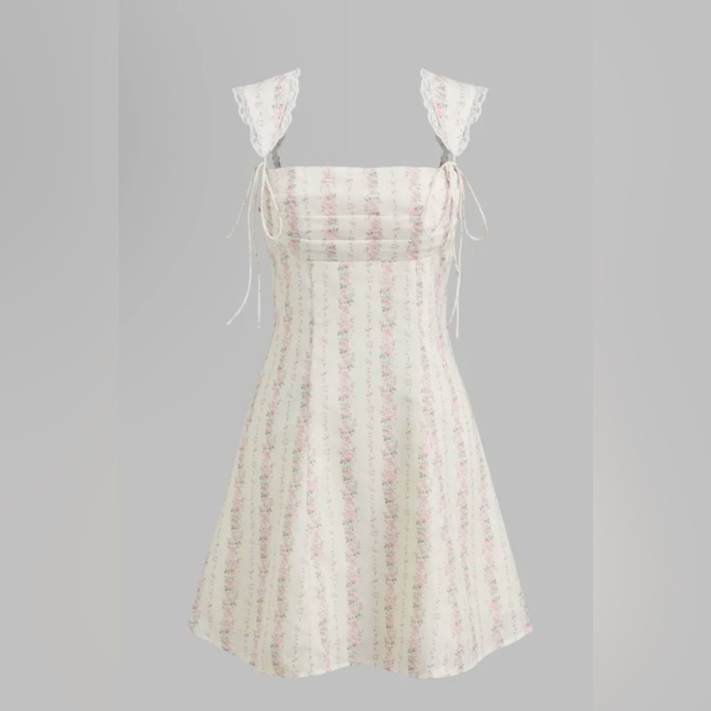 Cider Floral Cream and Pink Dress